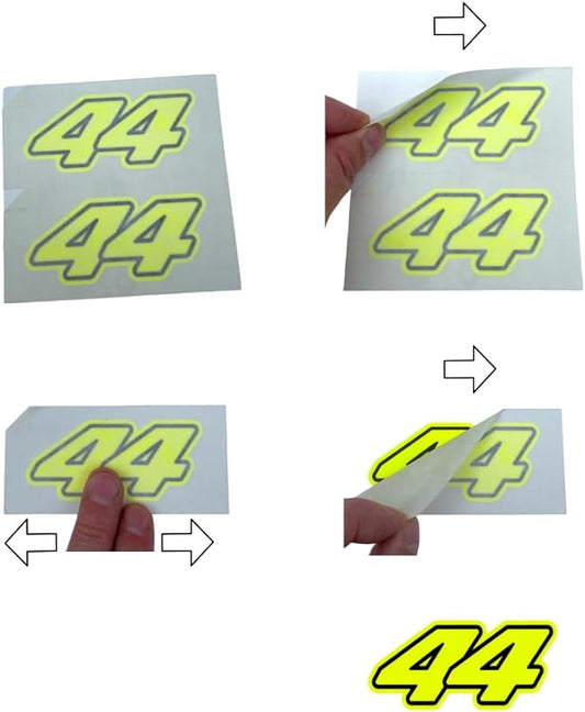 Instructions Installation guide for Printed Neon Fluorescent yellow Lewis Hamilton '44' Stickers with black outline