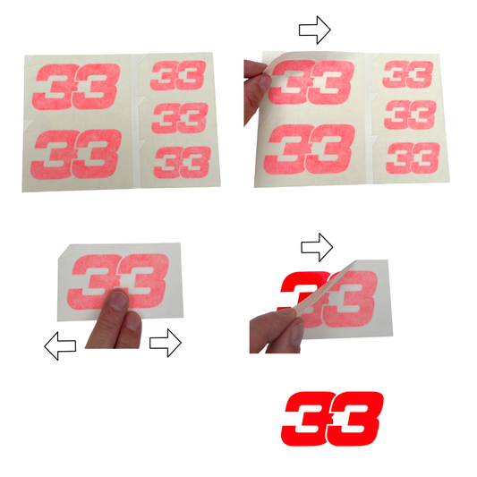 Picture_Instructions for Max_Verstappen_Sticker_Number_33_Fluorescent_Neon_RED