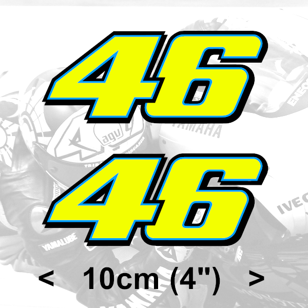 Neon Fluorescent yellow vinyl stickers with the number 46 Valentino Rossi designed for motorcycle customization.
