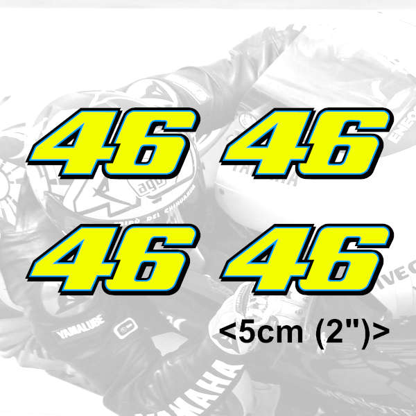 Neon Fluorescent yellow vinyl stickers with the number 46 Valentino Rossi designed for motorcycle customization.