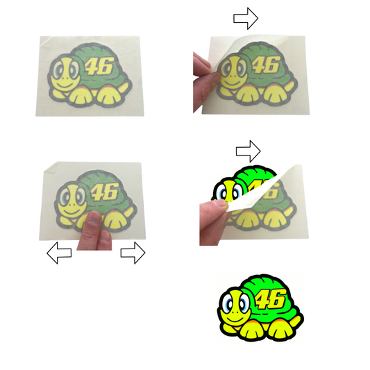 instructions of applying Valentino Rossi Sticker 10cm Turtle 2012