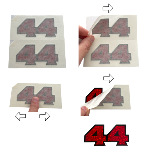 Instructions Installation guide for Red Sparkle Lewis Hamilton Number 44 Vinyl Sticker 