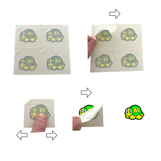 instructions of applying Valentino Rossi Sticker 5cm Turtle 2012