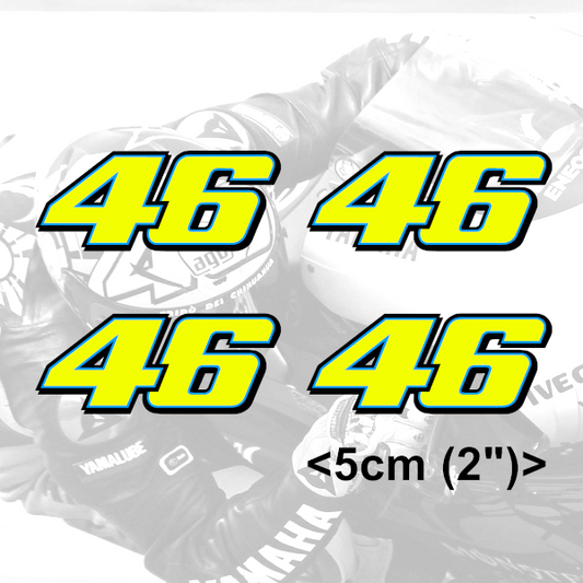 Valentino Rossi Stickers FLUORESCENT YELLOW 46 Vinyl Decal (2013) 4 x 5cm (2")